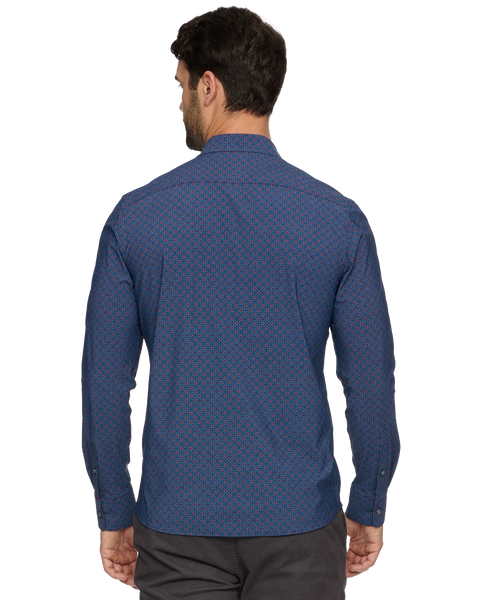 Navy and Red Printed Madeflex Shirt