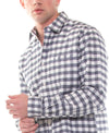 Navy and White Checkered Flannel Button Down
