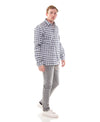 Navy and White Checkered Flannel Button Down
