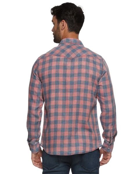 Red and Blue Pearl Snap Western Shirt