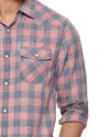 Red and Blue Pearl Snap Western Shirt