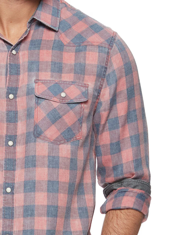 Red and Blue Pearl Snap Western Shirt