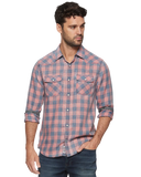 Red and Blue Pearl Snap Western Shirt
