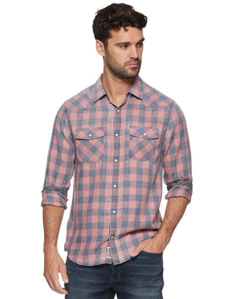 Red and Blue Pearl Snap Western Shirt