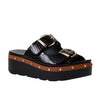 Black Studded Snake Print Platform Sandals