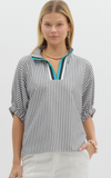 Black Stripe Collar Blouse