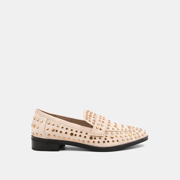 Titina Nude Colored Studded Loafers