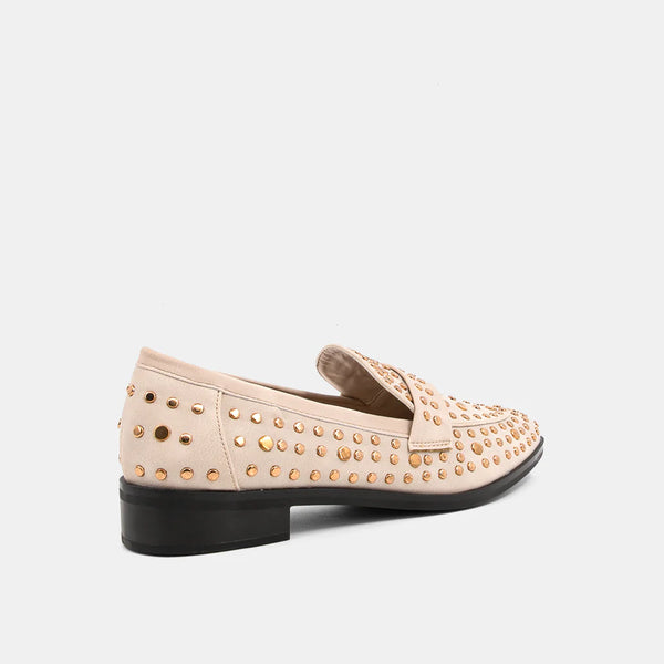 Titina Nude Colored Studded Loafers