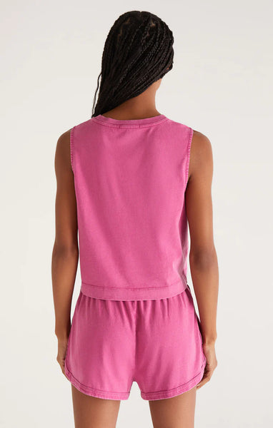 Sweet Plum Colored Cropped Sloane Jersey Muscle Tank