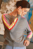 Charcoal Grey and Color Block Sleeve Sweater