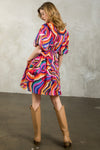 Multi Color Puff Sleeve Dress