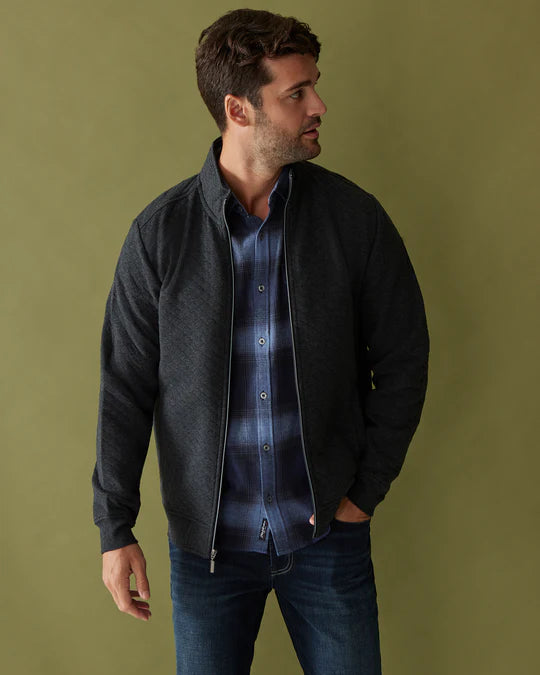 Charcoal Heather Colored Quilted Zip Up Jacket
