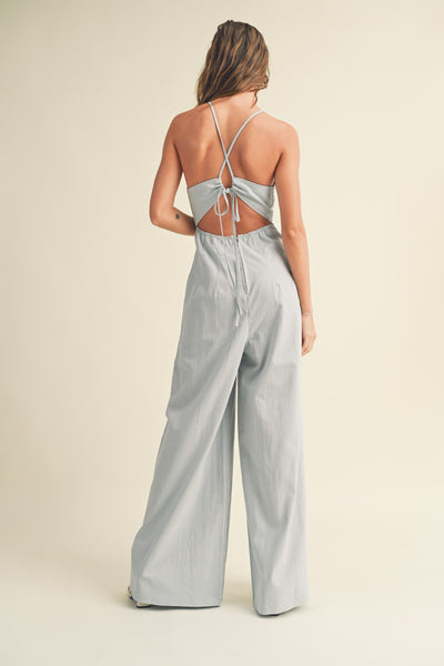 Light Denim Washed Cotton Jumpsuit