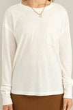 Cream Colored Long Sleeve Pocket T-Shirt