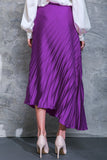 Orchid Colored Pleated Uneven Hemline Skirt