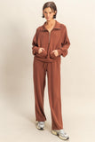 Double Knit Half Zip High Neck Collar Sweatshirt