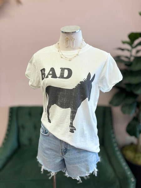 "Bad A**" White Graphic Tee