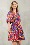 Multi Color Puff Sleeve Dress