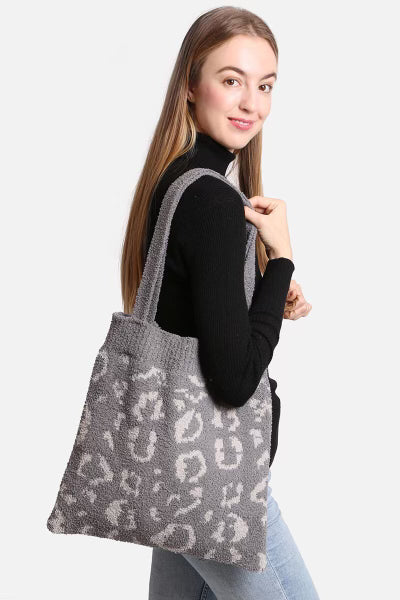 Grey Leopard Print Tote Bag