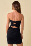 Black Strapless Back Twist Detailed Mini Dress