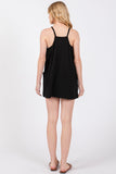 Black Double Layered Cami Mini Dress with Built in Shorts