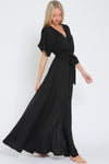 Black Kimono Sleeve Belted Maxi Dress