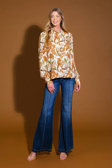 Pumpkin Washed Poly Silk Blouse