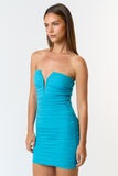 Electric Blue V Trim Bodycon Dress