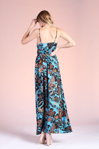 Blue Paradise Cowl Neck Maxi Dress