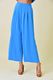 Blue High Waisted Pleated Wide Leg Pants