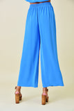 Blue High Waisted Pleated Wide Leg Pants