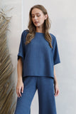 Storm Blue Ribbed Knit Boxy Top