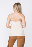 White Suede Fringe Cami