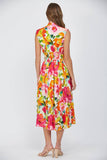 Floral Front Zip Midi Dress