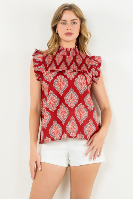 Lilac Ruffle Shoulder Blouse