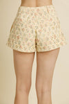 Yellow Floral Eyelet Shorts
