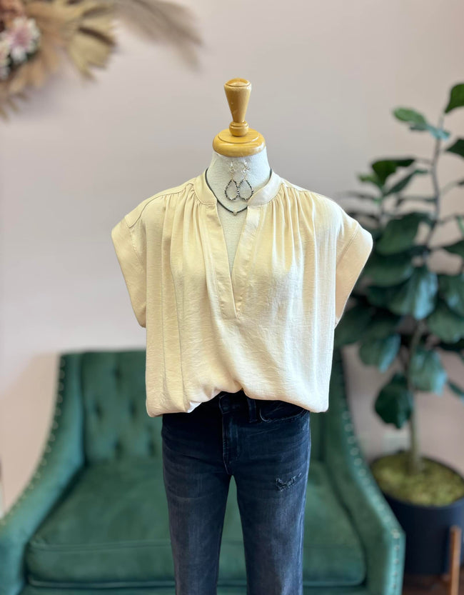 Champagne Washed Poly Silk Blouse