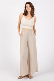 Fog Colored Solid Wide Leg Pants