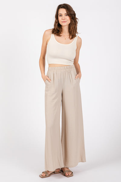 Fog Colored Solid Wide Leg Pants