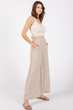 Fog Colored Solid Wide Leg Pants