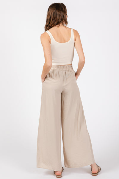 Fog Colored Solid Wide Leg Pants