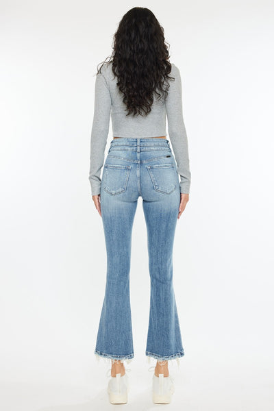 Elaine High Rise Double Button Cropped Bootcut Jeans