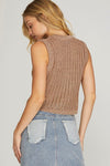 Taupe Colored Sleeveless Lurex Sweater Top