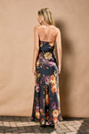 Nightfall Floral Strapless Bias Cut Maxi Dress