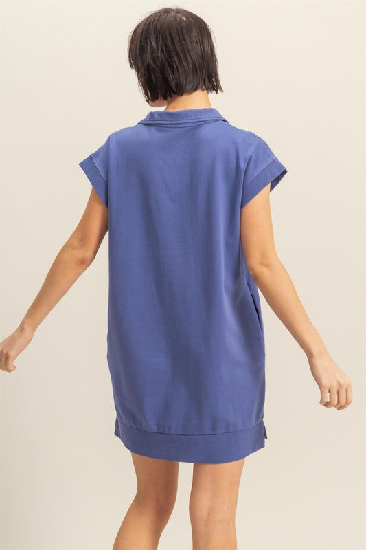 Dark Purple Half-Zip Mini Dress