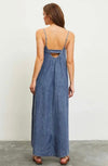 Open Back Denim Maxi Dress