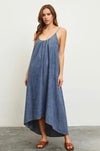 Open Back Denim Maxi Dress