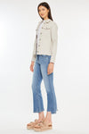 Taupe Frayed Hem Denim Jacket