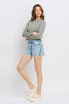 Rebecca High Rise Raw Distressed Hem Shorts