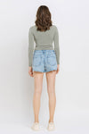 Rebecca High Rise Raw Distressed Hem Shorts